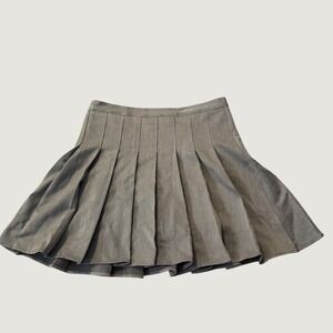 Pleated Skort Size L School Girl Mini Skirt Gray y2k